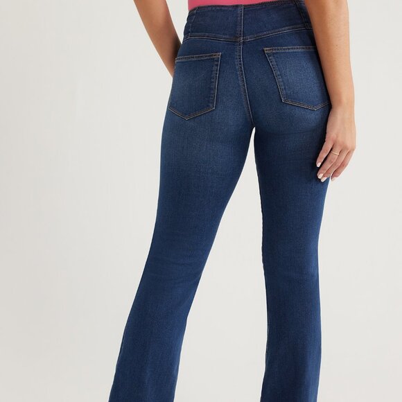 Womens Jeans Flare Leg Stretch Pull On Super High Rise Sofia Vergara Melisa Blue - Picture 3 of 8